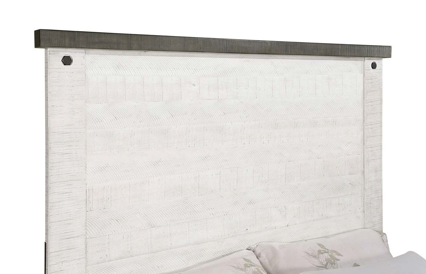 Lilith Eastern King Panel Bed Distressed Grey And White