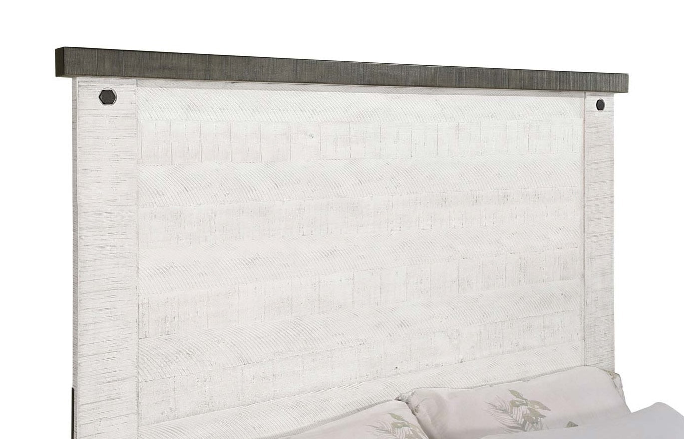 Lilith Eastern Queen Panel Bed Distressed Grey And White