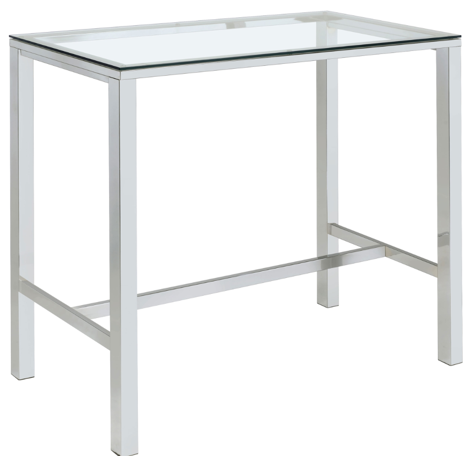 Xavier Bar Table With Glass Top Chrome