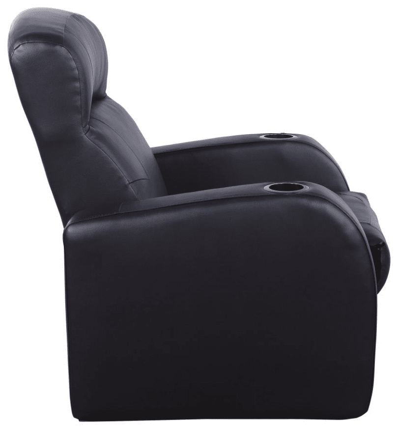 Harrison 3 Piece Black Top Grain Leather Theater Seating