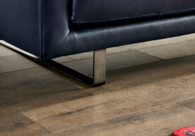 Mezzanotte Italian Leather Sofa & Loveseat Set in Midnight Blue