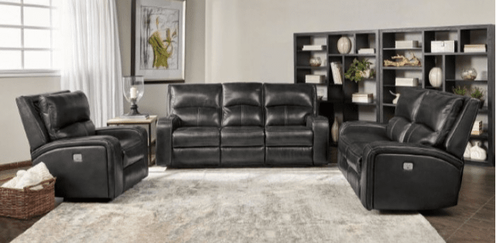 Soterios Transitional Genuine Leather Power Recliner - Charcoal
