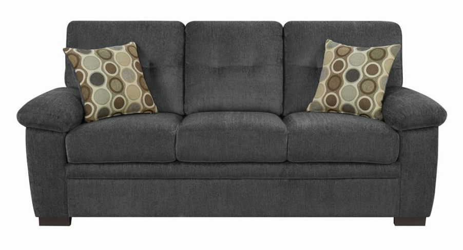Walter Plush Grey Chenille Upholstered Sofa