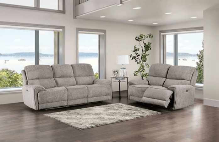 Morcote Transitional Power Recliner in Light Gray Boucle