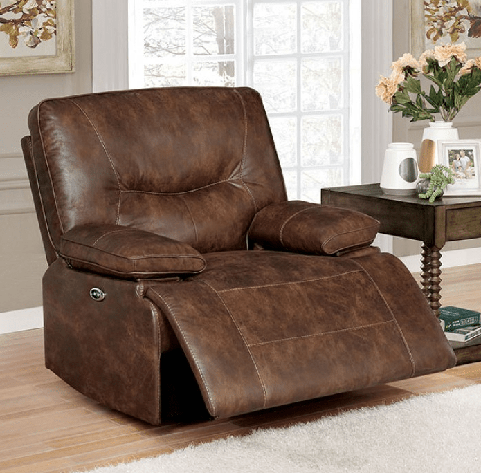 Chantoise Brown Leatherette Power Sofa