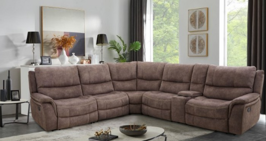 Jerominus Transitional Upholstered Motion Sectional - Dark Brown