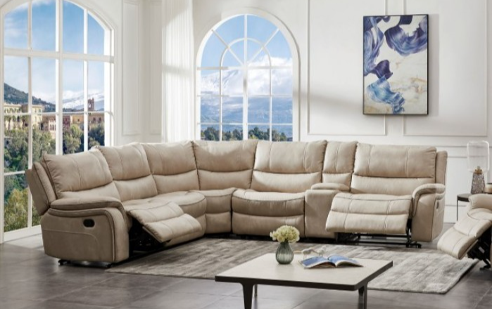 Jerominus Transitional Upholstered Motion Sectional - Beige