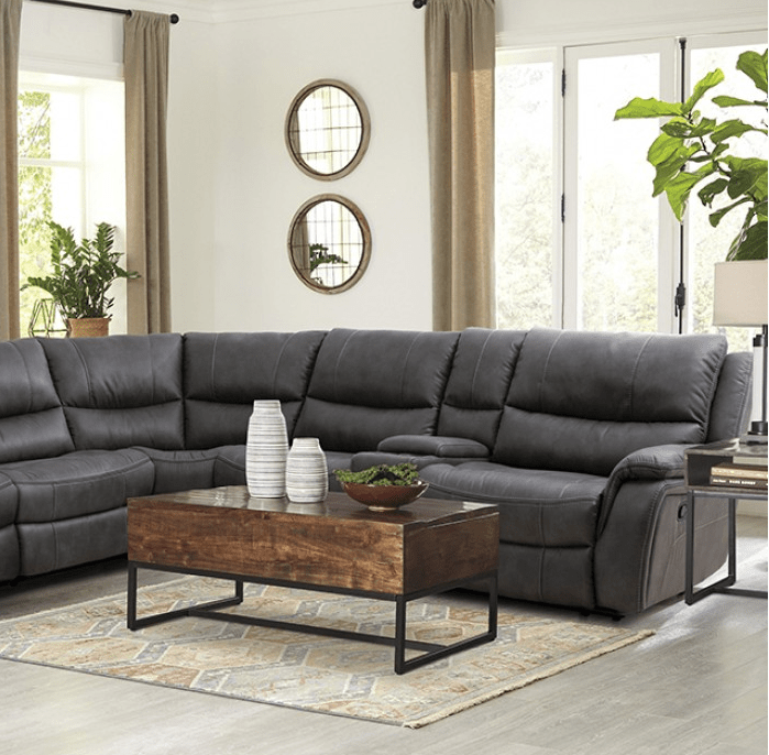Jerominus Transitional Upholstered Motion Sectional - Dark Gray