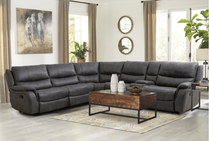 Jerominus Transitional Upholstered Motion Sectional - Dark Gray