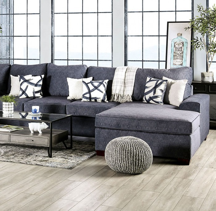 Shoreditch Contemporary Upholstered Sectional - Navy