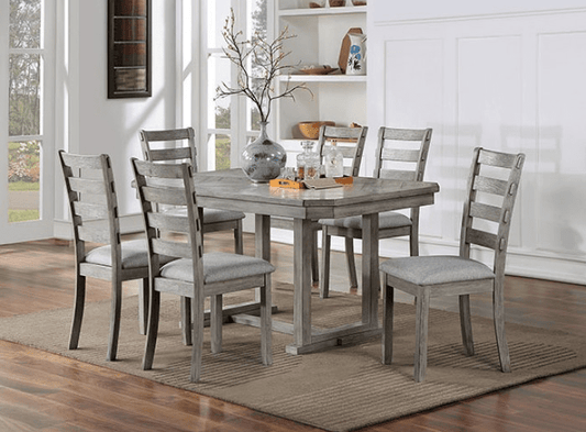 Laquila 5-Piece Rustic Trestle Dining Set - Gray