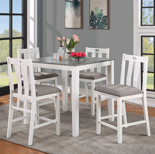Dunseith 5-Piece Counter Height Dining Set - White & Gray