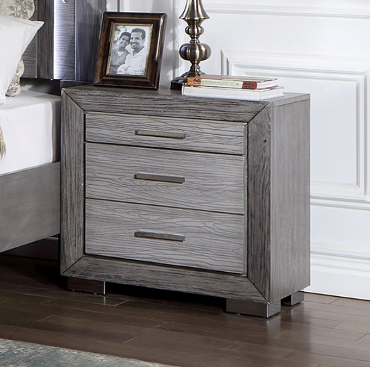 Raiden Transitional 3-Drawer Nightstand - Gray