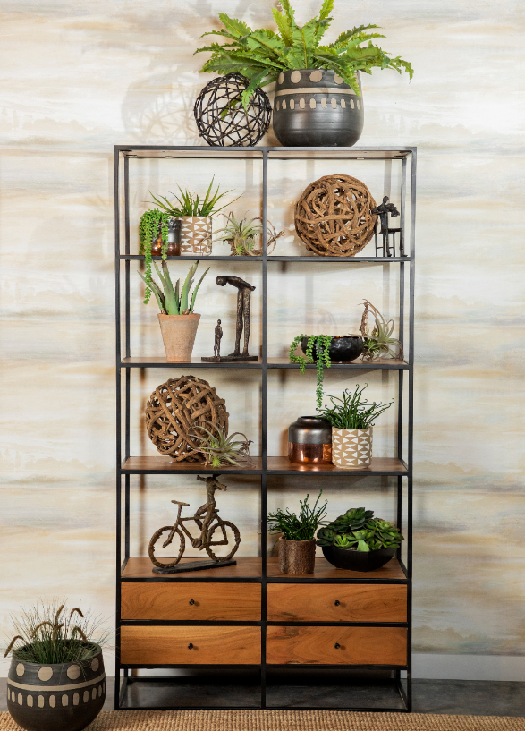 Belcroft 4-Drawer Etagere Natural Acacia And Black