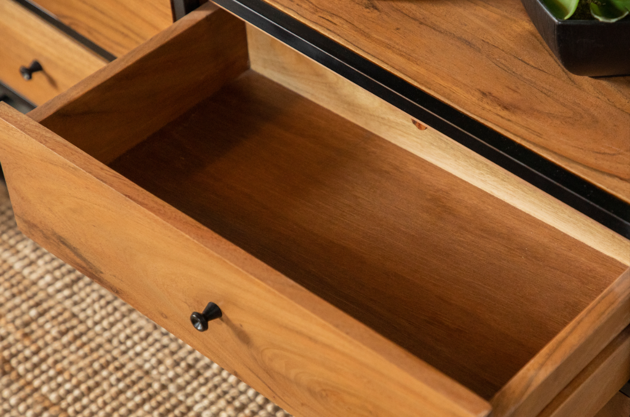 Belcroft 4-Drawer Etagere Natural Acacia And Black