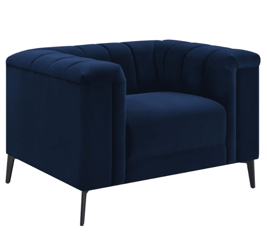 Chalet Transitional Navy Blue Velvet Chair