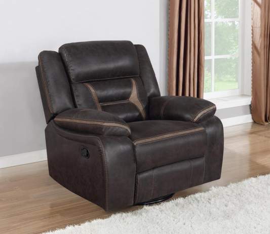 Greer Upholstered Tufted Back Glider Recliner - Taupe & Brown