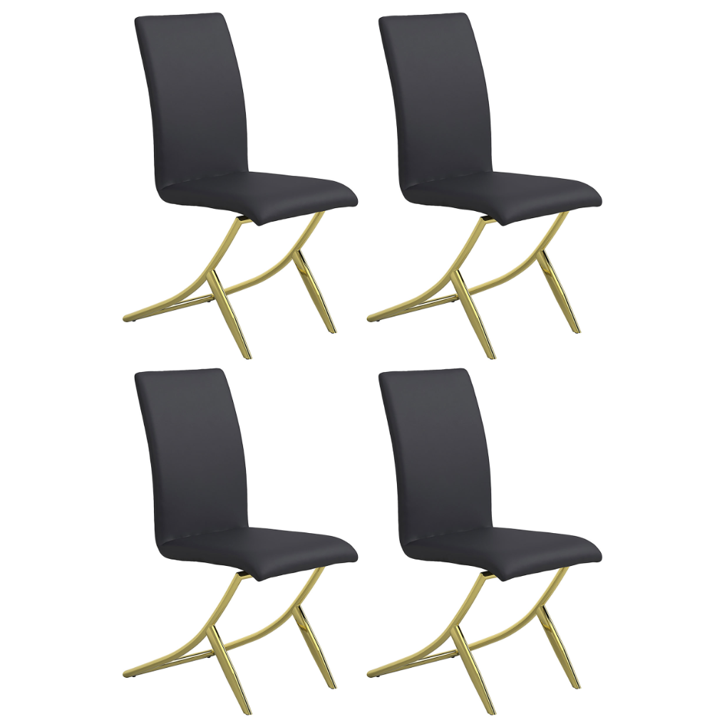Armand Black Dining Chairs w- Brass Legs Set of 4