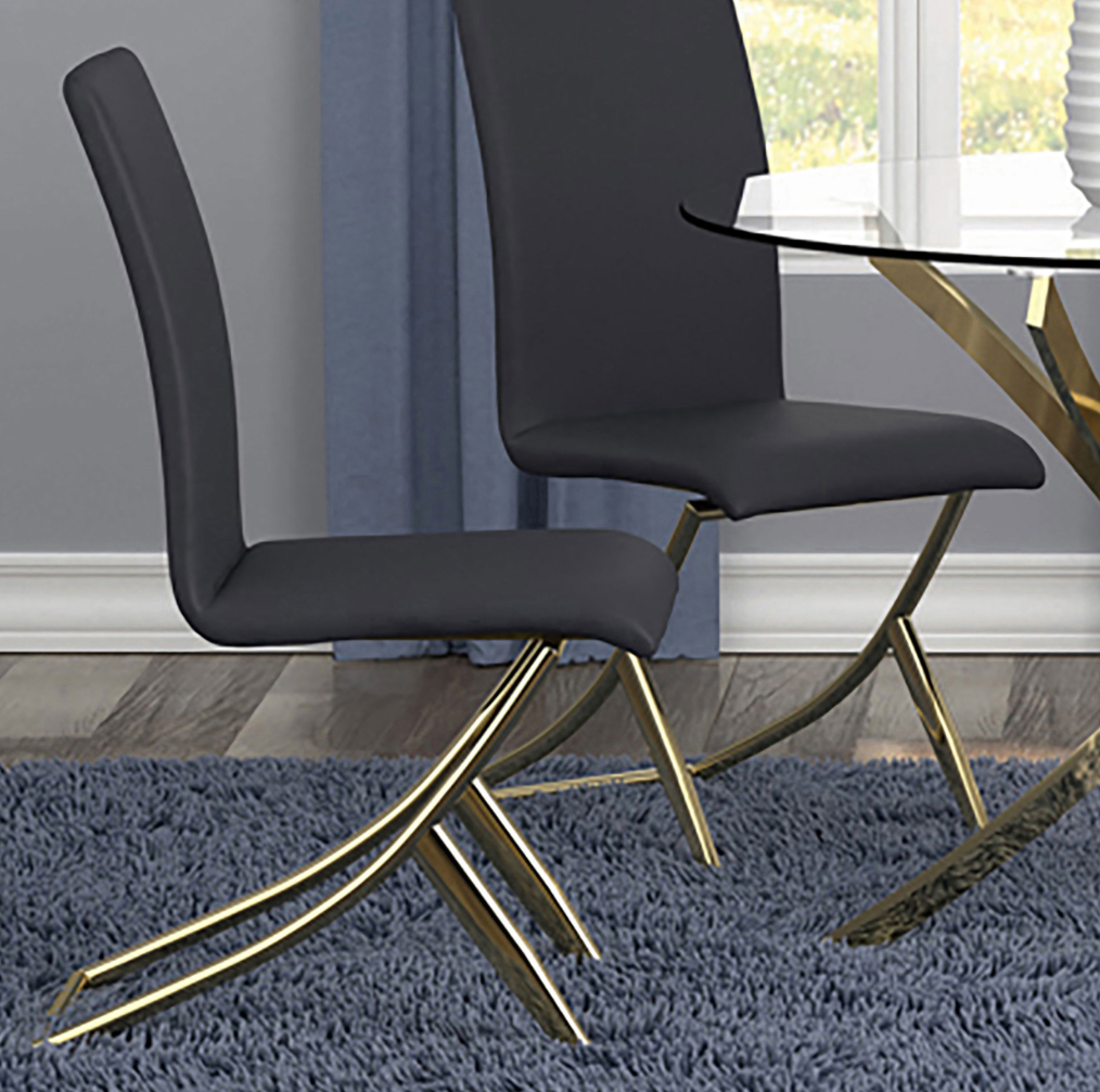 Armand Black Dining Chairs w- Brass Legs Set of 4
