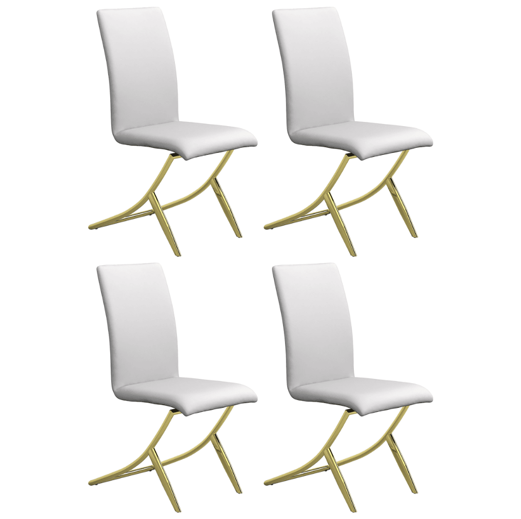 Armand Contemporary White Dining Chairs w- Brass Legs Set of 4
