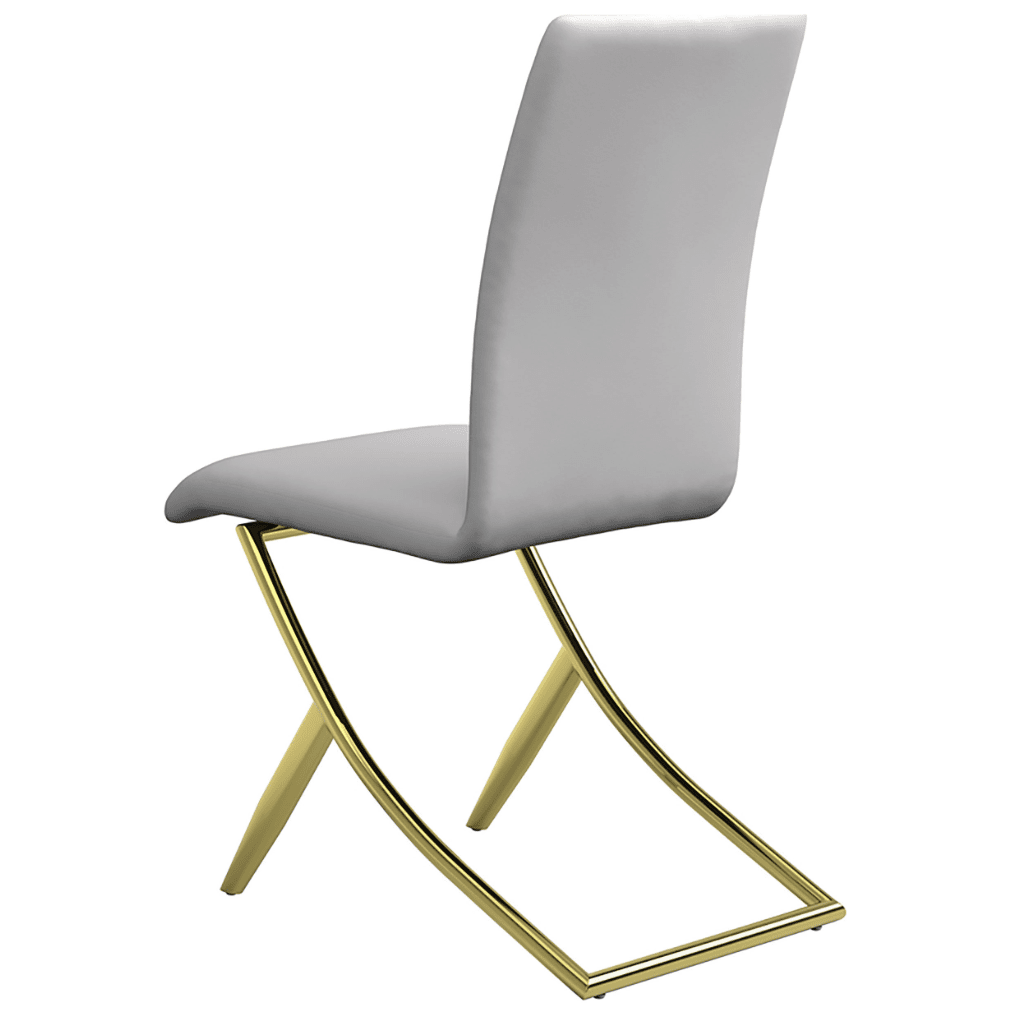 Armand Contemporary White Dining Chairs w- Brass Legs Set of 4