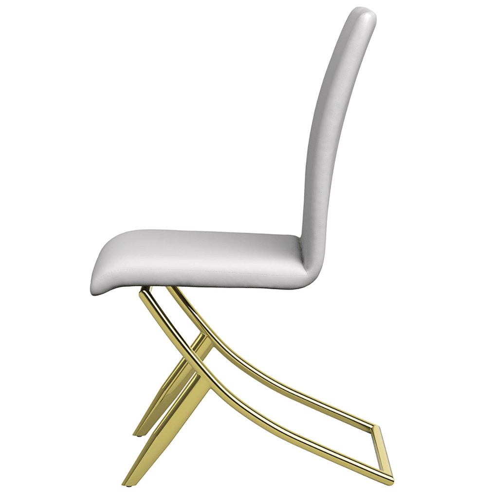 Armand Contemporary White Dining Chairs w- Brass Legs Set of 4