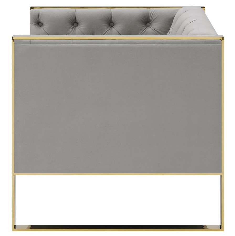 Eastbrook Glam Style Chair in Light Grey Velvet with Gold Base