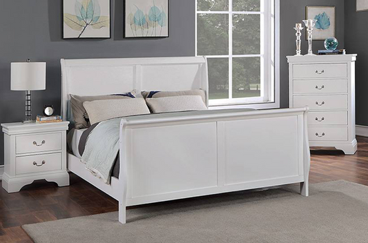 Norah Classic White Queen Sleigh Bed