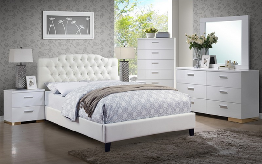 Carissa Contemporary Crystal Button Tufted King Platform Bed