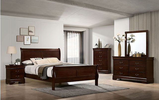 Marx III Louis Philippe Style Queen Bed - Cherry