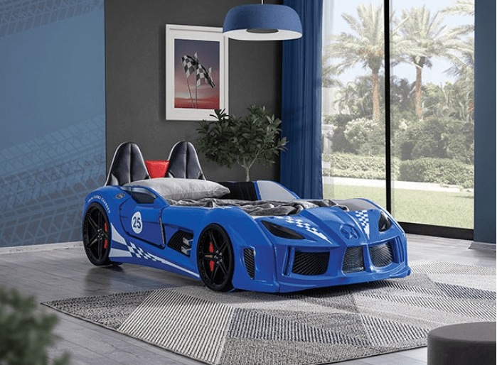 Trackster Race Car Novelty Bed - Blue