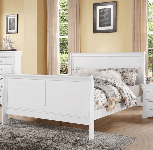 Acme Louis Philippe III King Sleigh Bed - White
