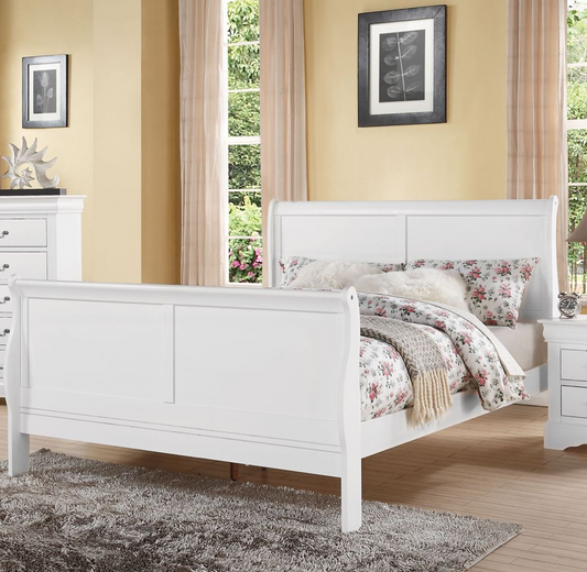 Acme Louis Philippe III Queen Sleigh Bed - White