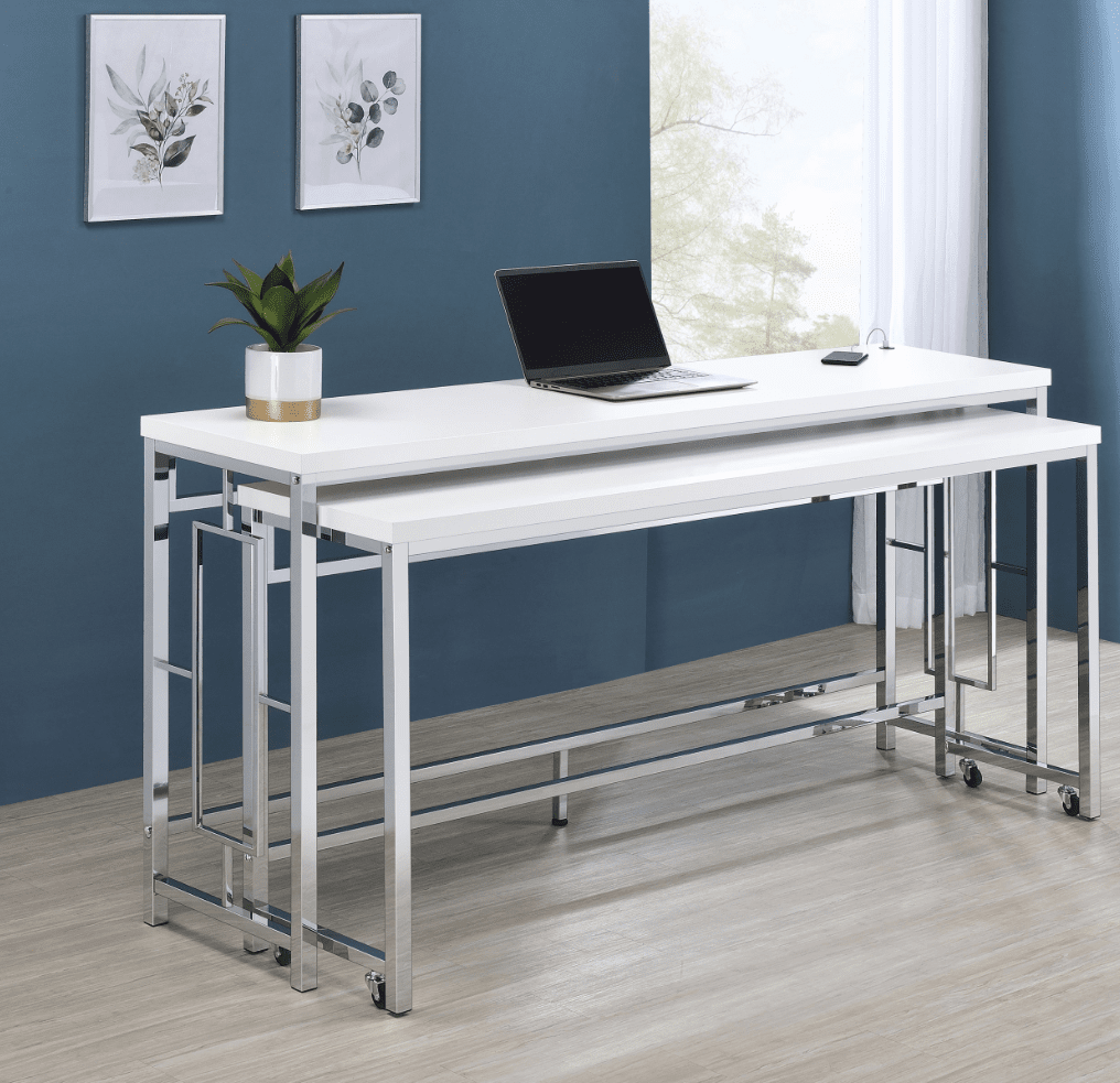 Jackson 5-Piece Multipurpose Counter Height Table Set White And Chrome