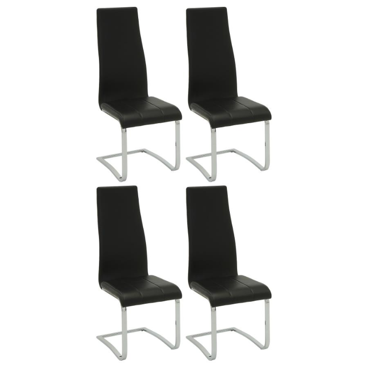 Montclair High Back Dining Chairs Black And Chrome Set Of 4