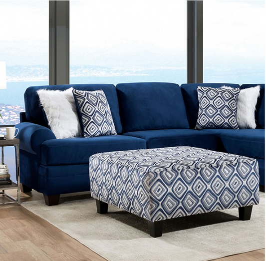 Furniture of America Waldport Transitional Microfiber Sectional - Navy Blue