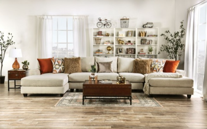 Furniture of America Carnforth Double Chaise Sectional - Tan
