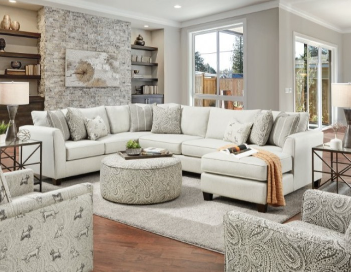 Furniture of America Pocklington Ivory Chenille Sectional