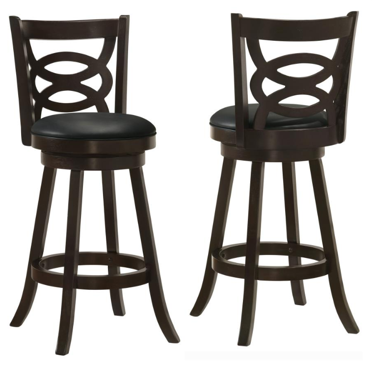 Swivel Bar Stools With Upholstered Seat Cappuccino Set Of 2