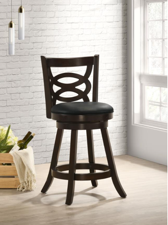 Calecita Swivel Counter Height Stools With Upholstered Seat Cappuccino Set Of 2