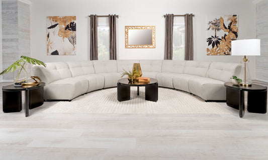 Charlotte 8-Piece Upholstered Curved Modular Sectional Sofa Ivory