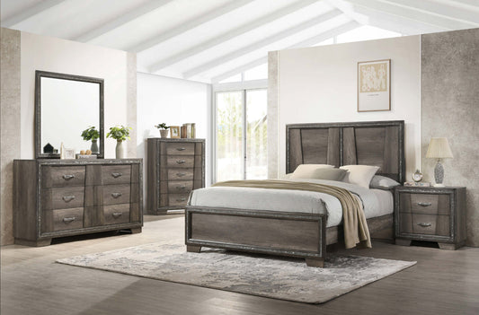 Janine Modern Glam Queen Panel Bed Gray