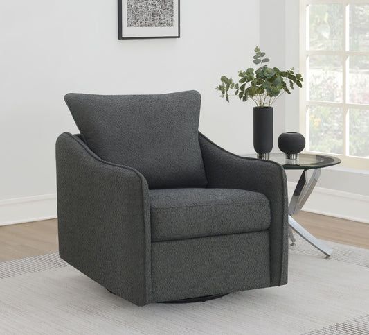 Madia Boucle Upholstered Swivel Glider Chair Charcoal Grey