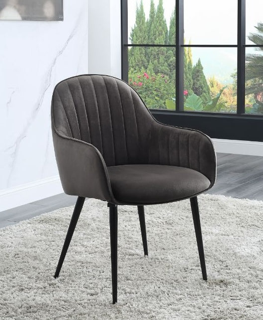 Caspian Mid-Century Modern Side Chairs Set of 2 - Dark Gray & Black
