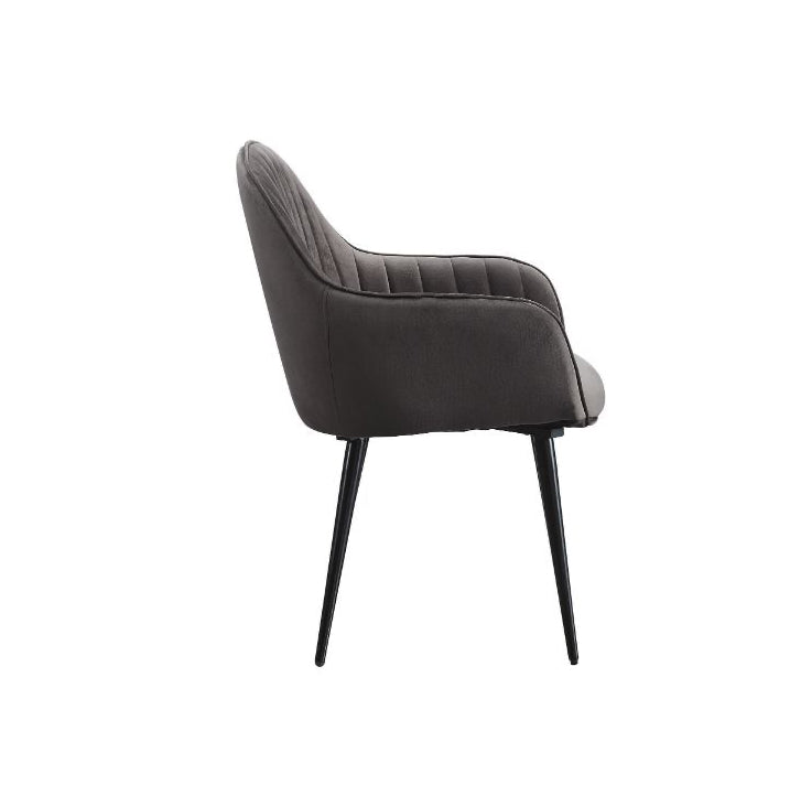 Caspian Mid-Century Modern Side Chairs Set of 2 - Dark Gray & Black