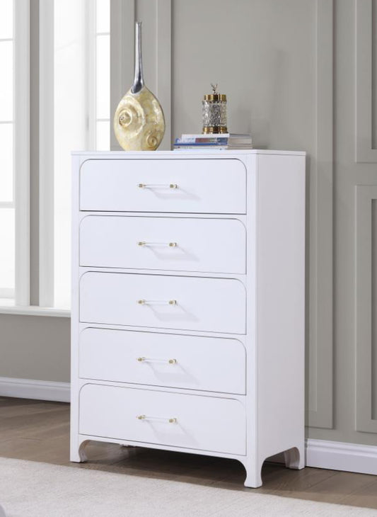 Anastasia 5-drawer Chest - Pearl White