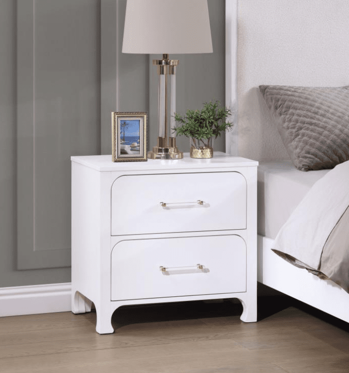 Anastasia 2-Drawer Nightstand Bedside Table Pearl White