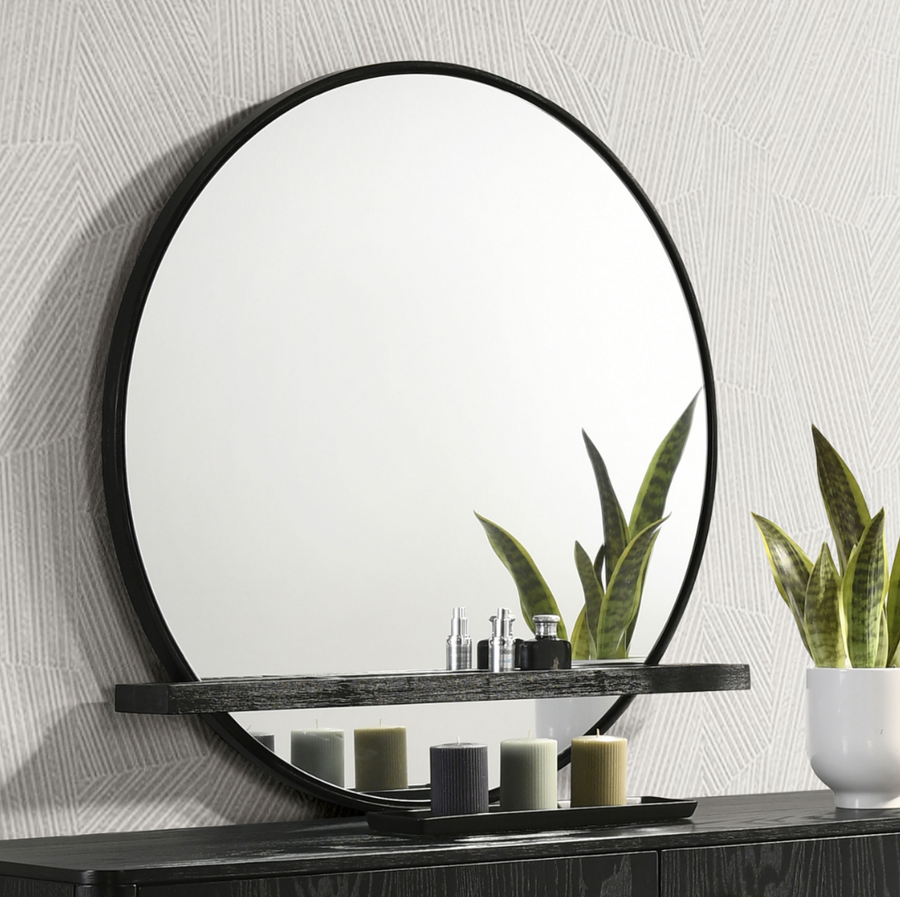 Arini Collection Dresser Mirror with Shelf - Black