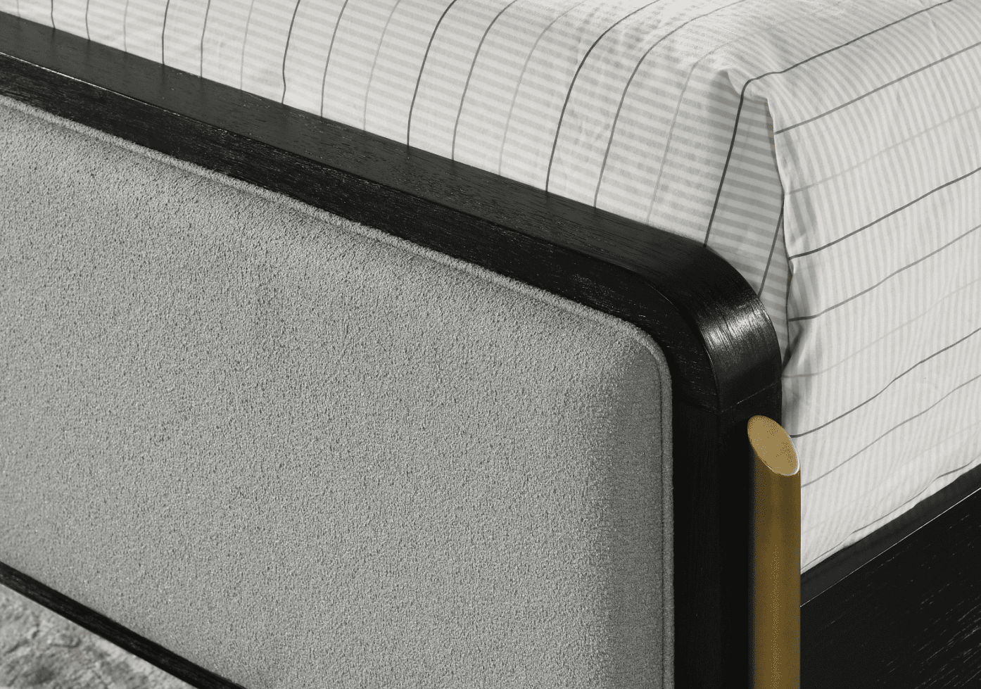 Arini Eastern King Bed With Upholstered Headboard Black And Grey