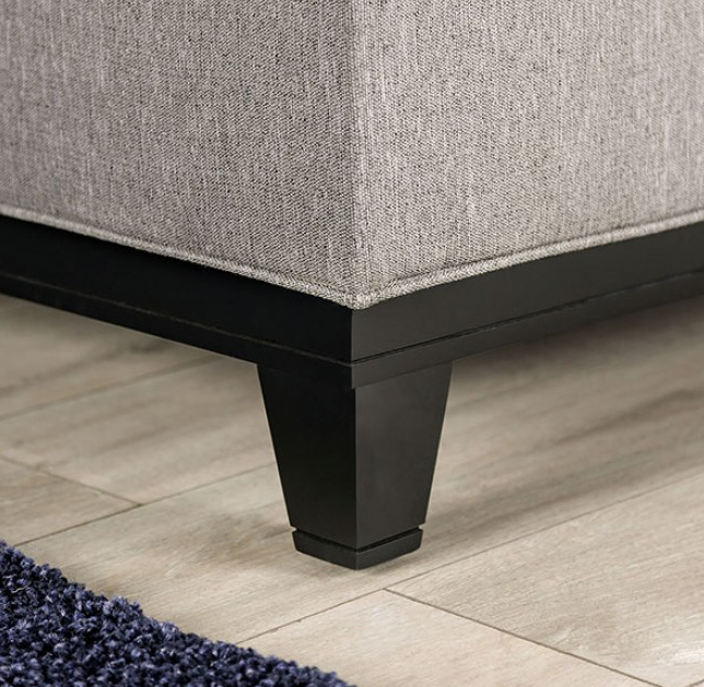 Lantwit Transitional Linen Sectional with Black Trim - Gray